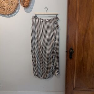 Topshop brown and White Diamond Check Midi Skirt